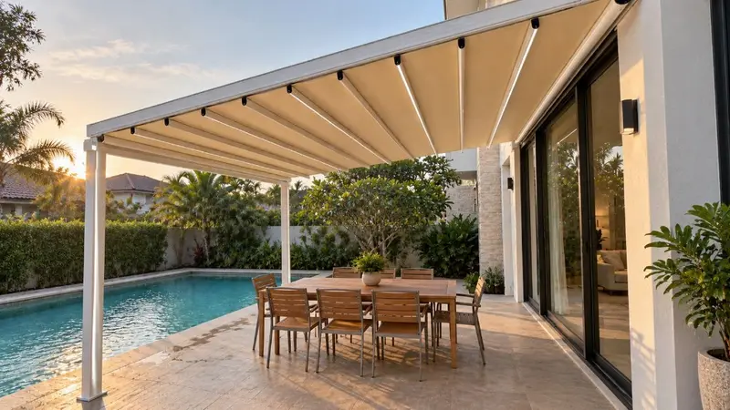 Foldable Fabric Pergola installed in Singapore