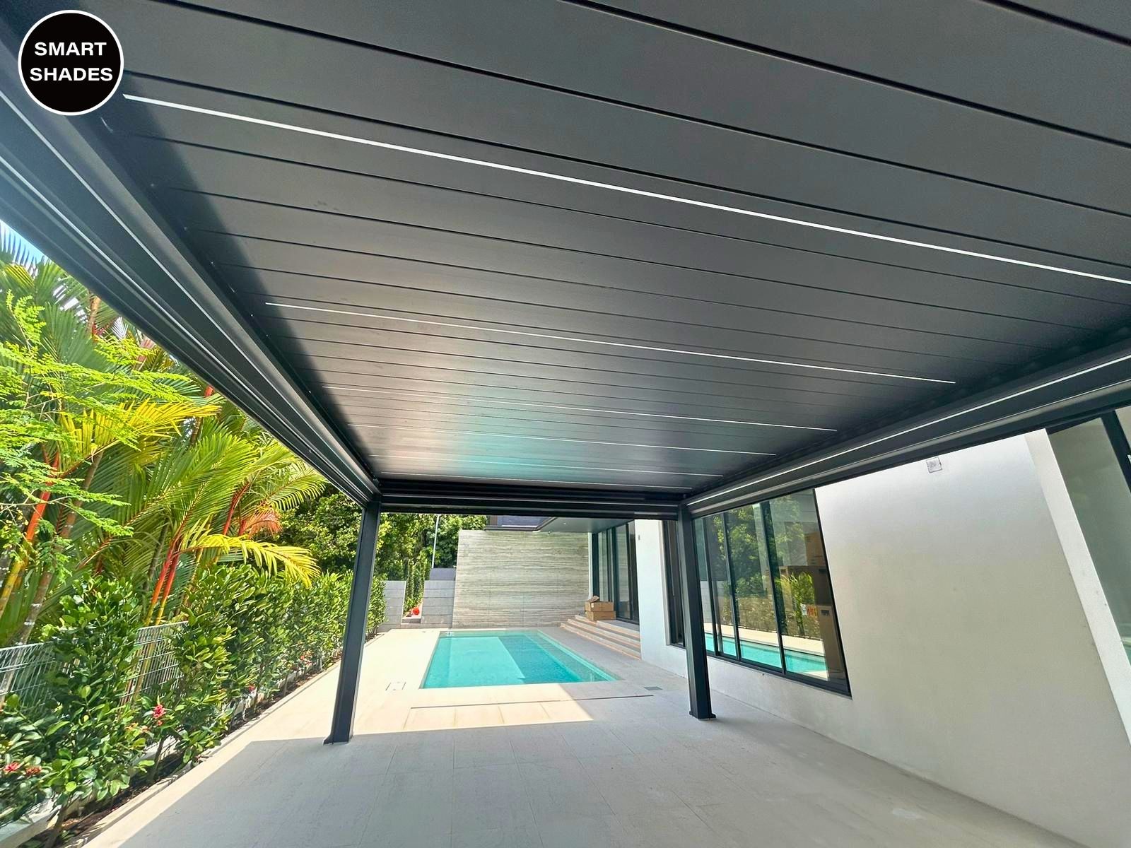 Best pergola Singapore installed beside a landed-home pool