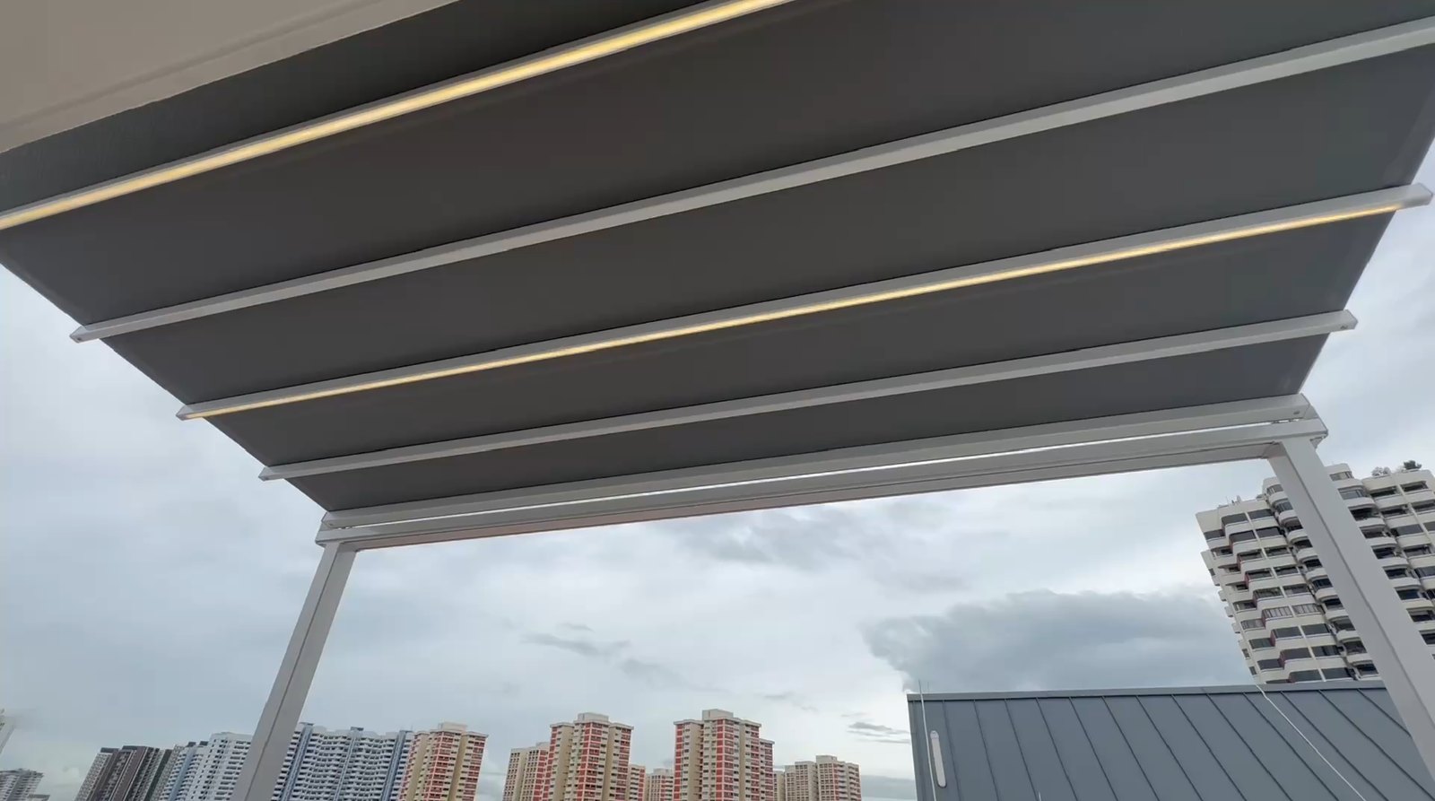 Pergola roof underside and front beam