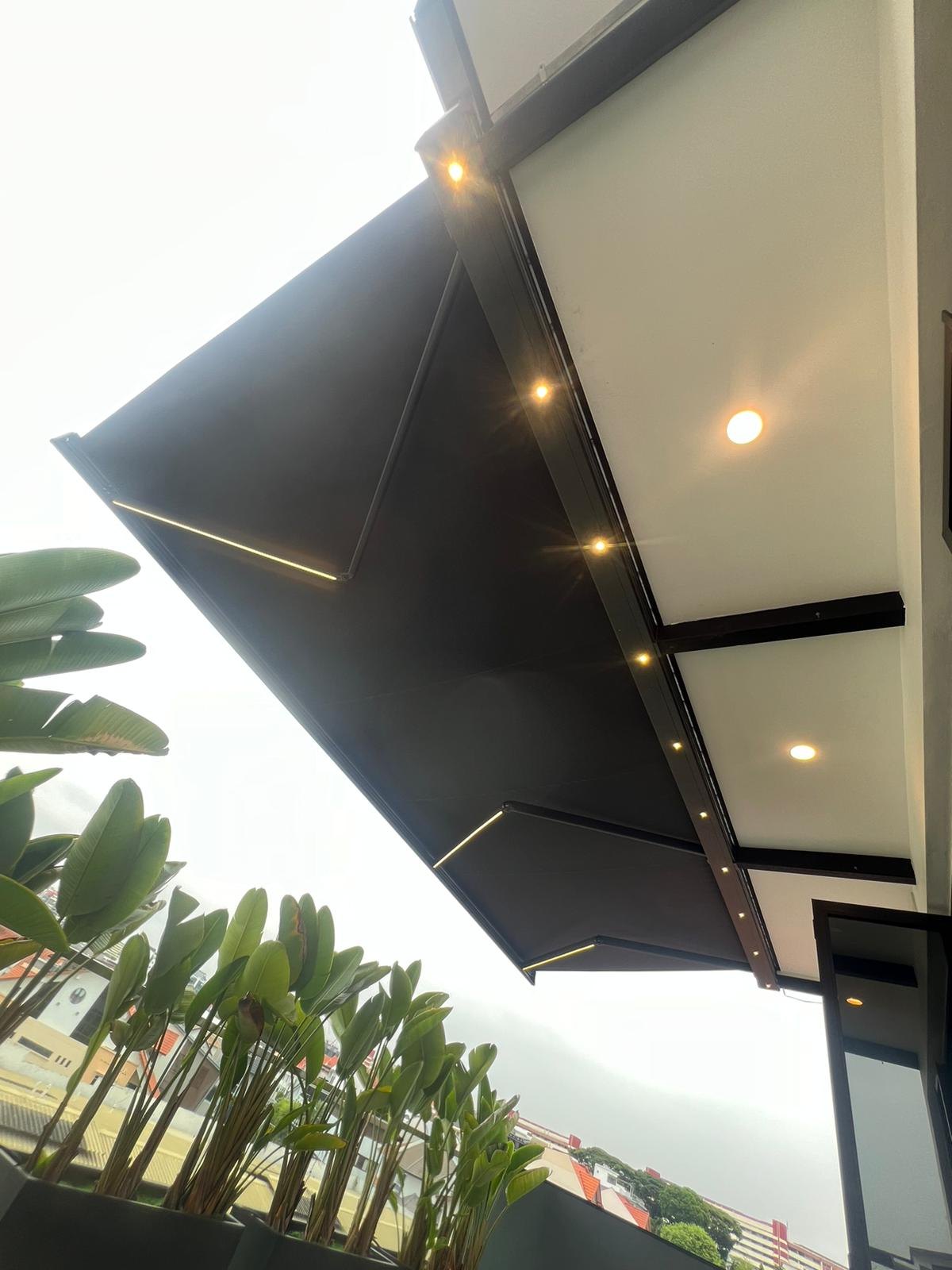 Retractable awning shown as an adjustable-cover alternative
