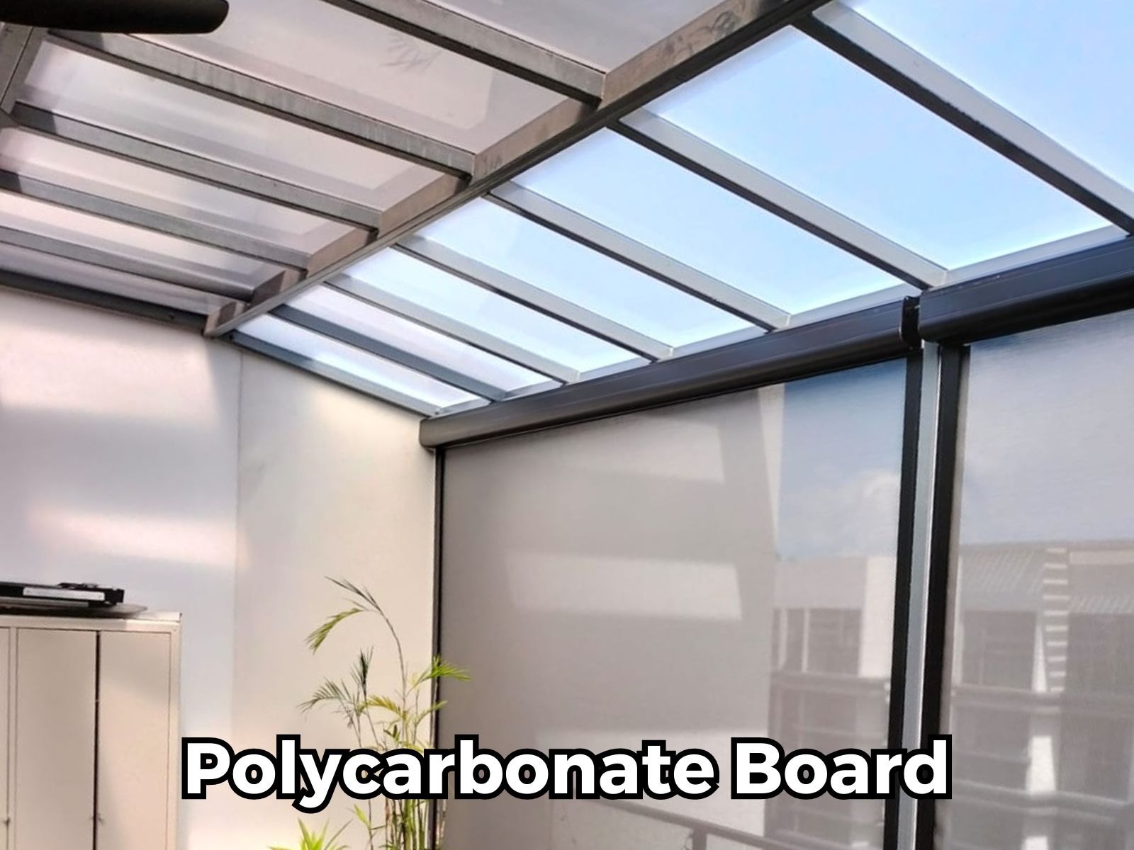 Translucent roof over an outdoor seating area